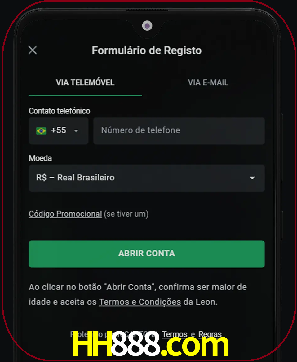 Abra o aplicativo e inicie o processo de registro.