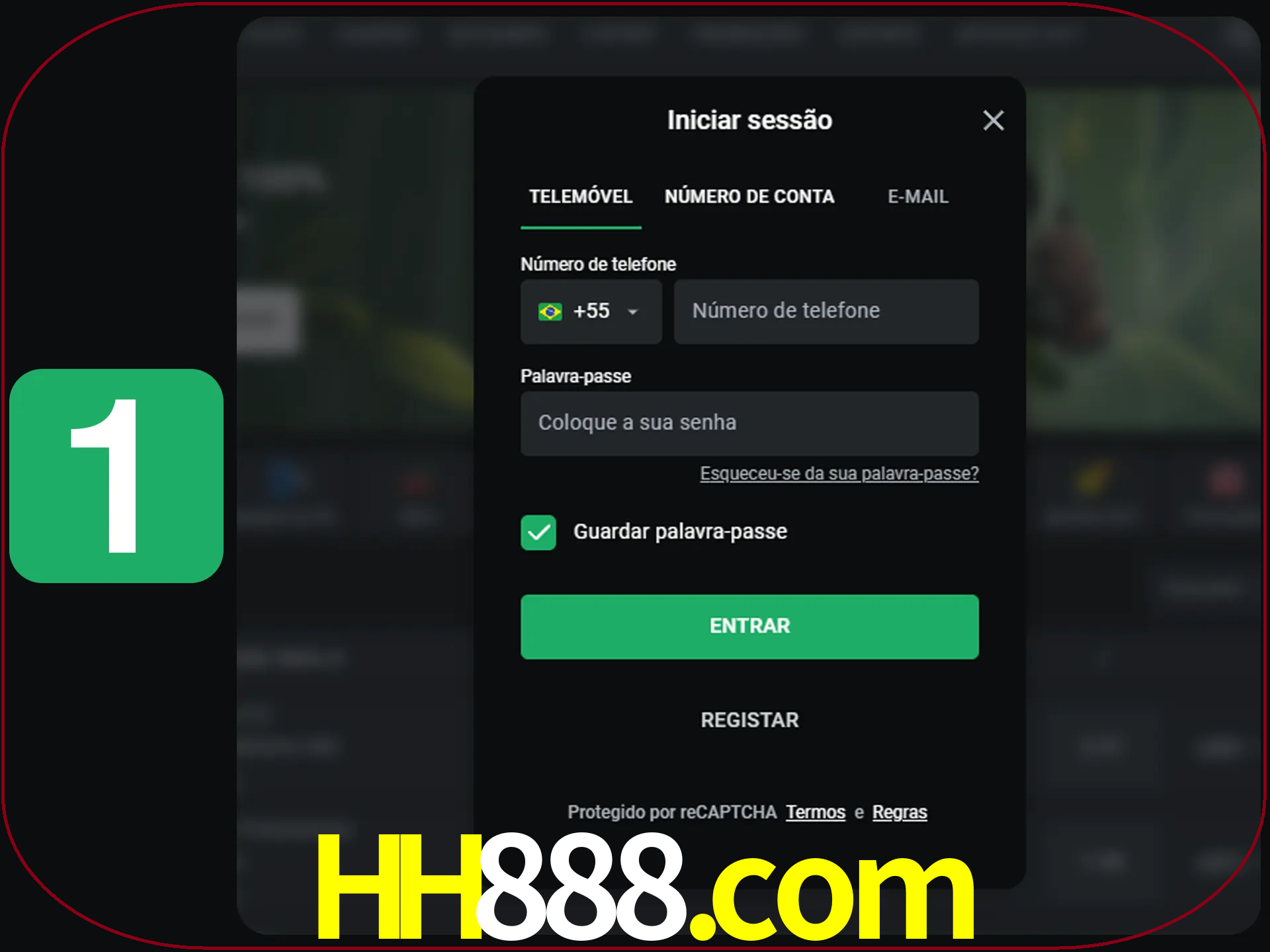 Clique no botão Entrar.